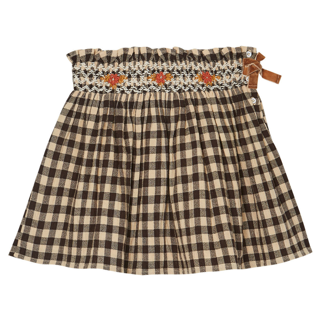 Emile et Ida Caf� Vichy Embroidered Skirt