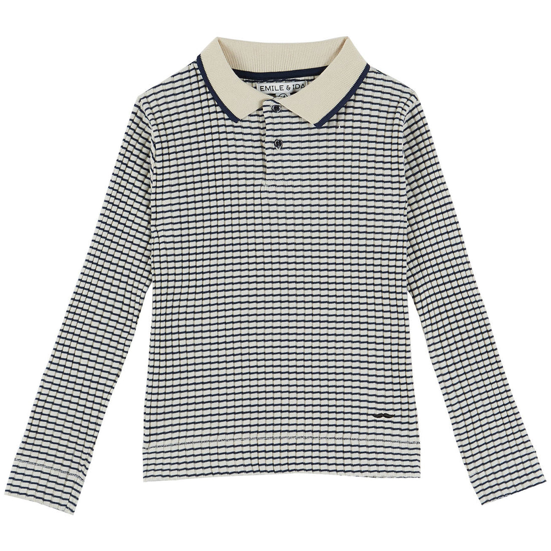 Emile et Ida Blue Striped Ribbed Polo