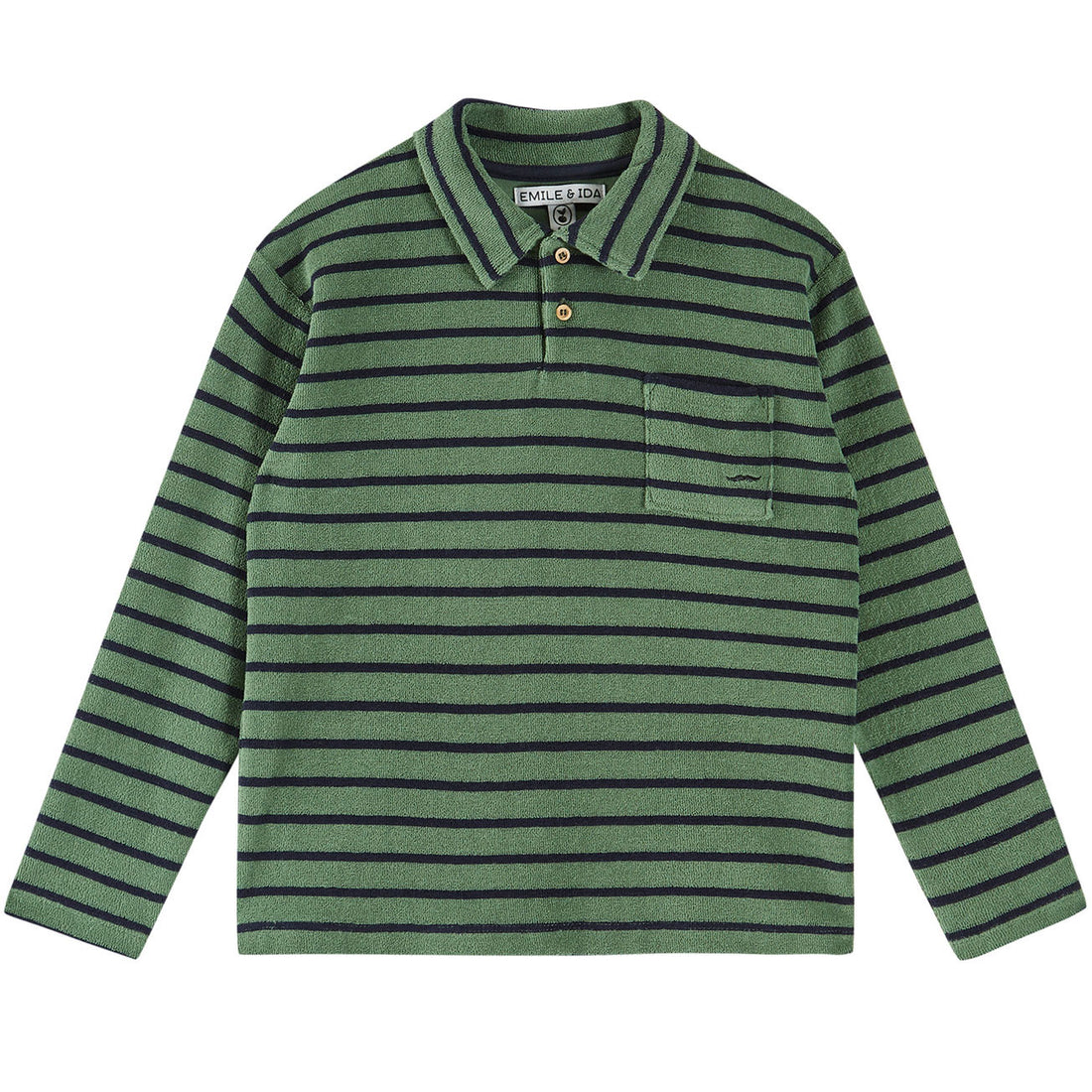 Emile et Ida Green Striped Terry Polo