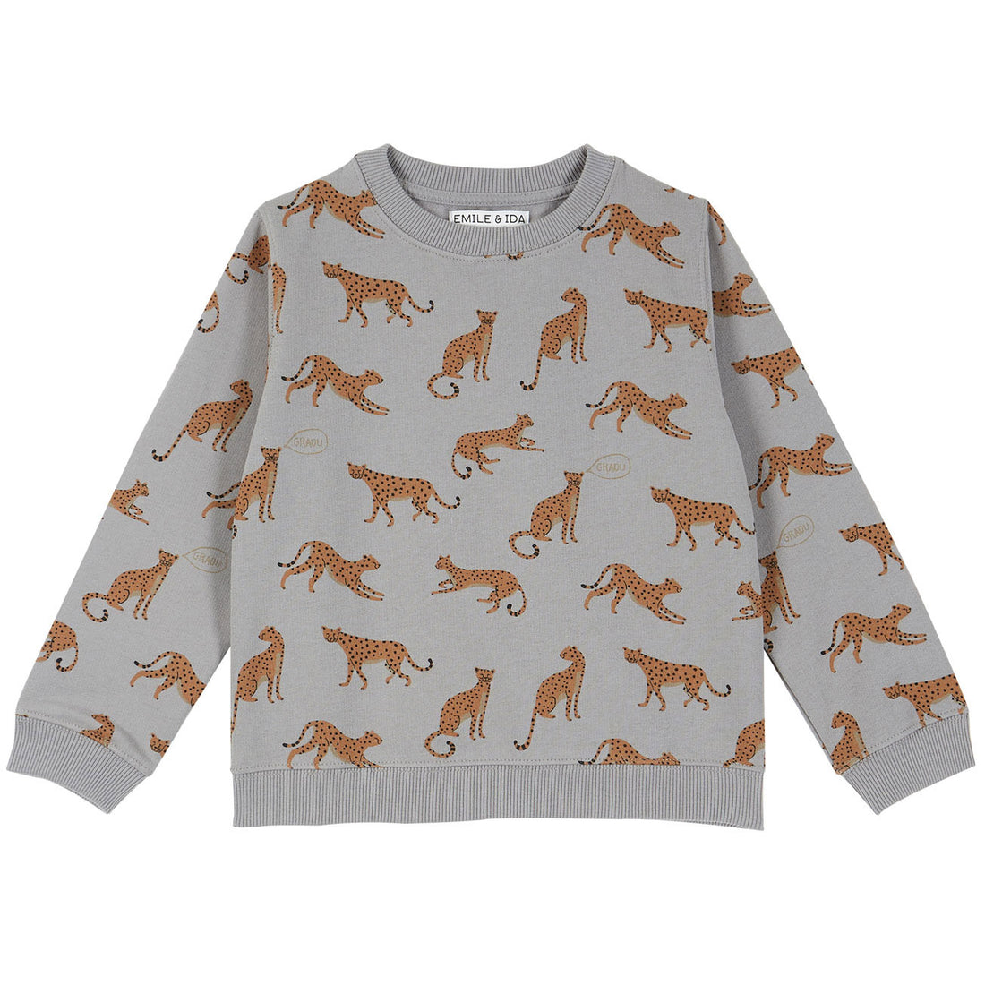 Emile et Ida Grey Leopard Print Sweatshirt