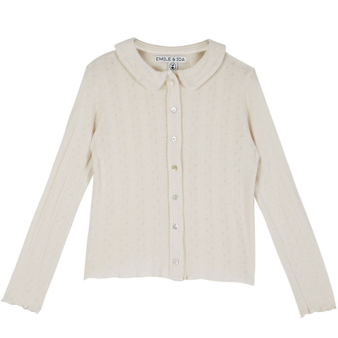 Emile et Ida Porcelaine Opened Long Sleeve Collar Tee