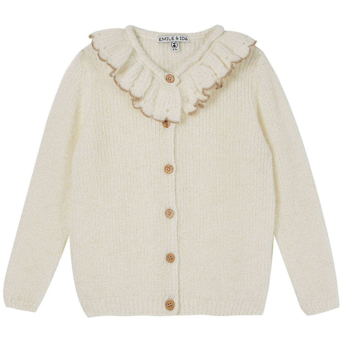Emile et Ida Ecru Gold Edge Collar Cardigan