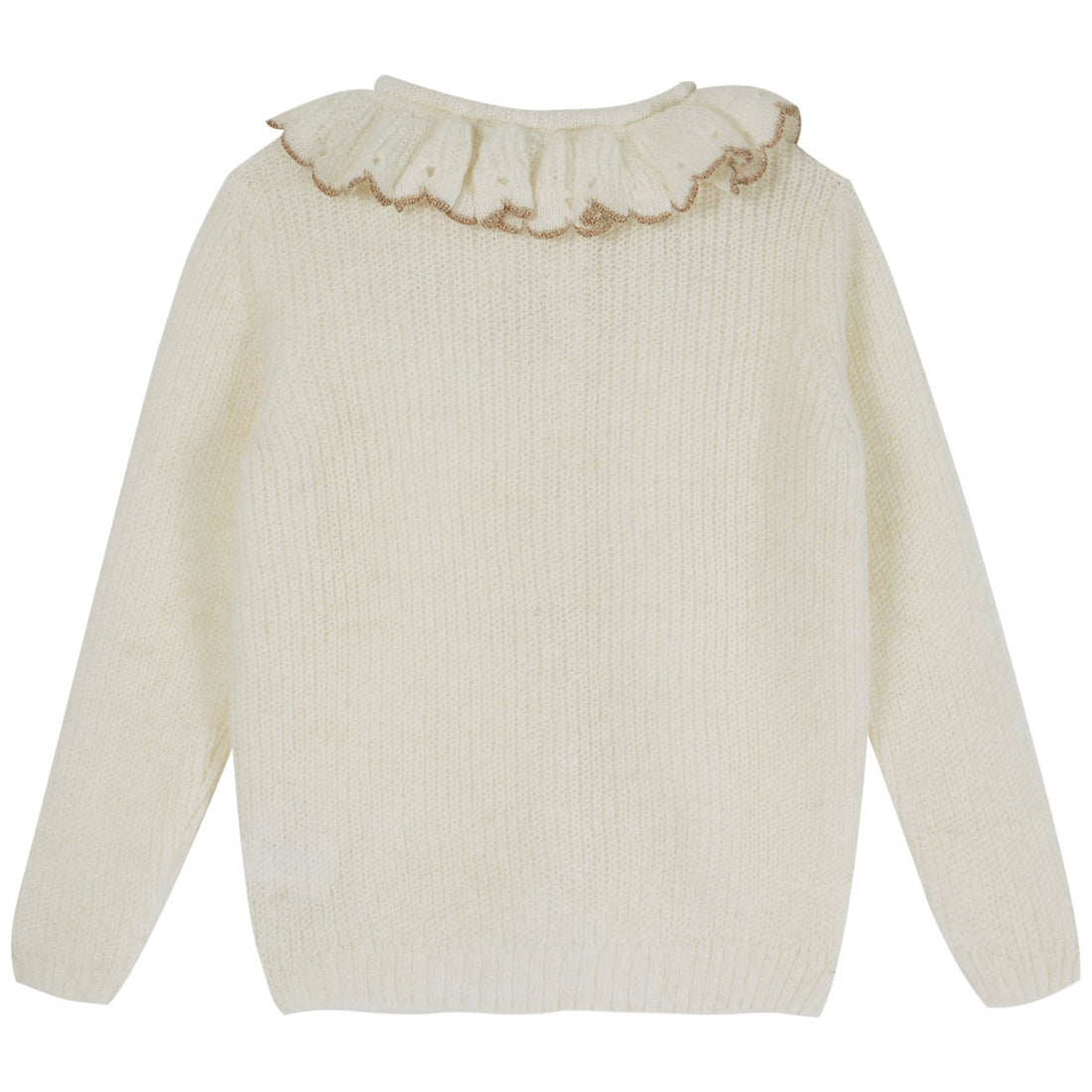 Emile et Ida Ecru Gold Edge Collar Cardigan