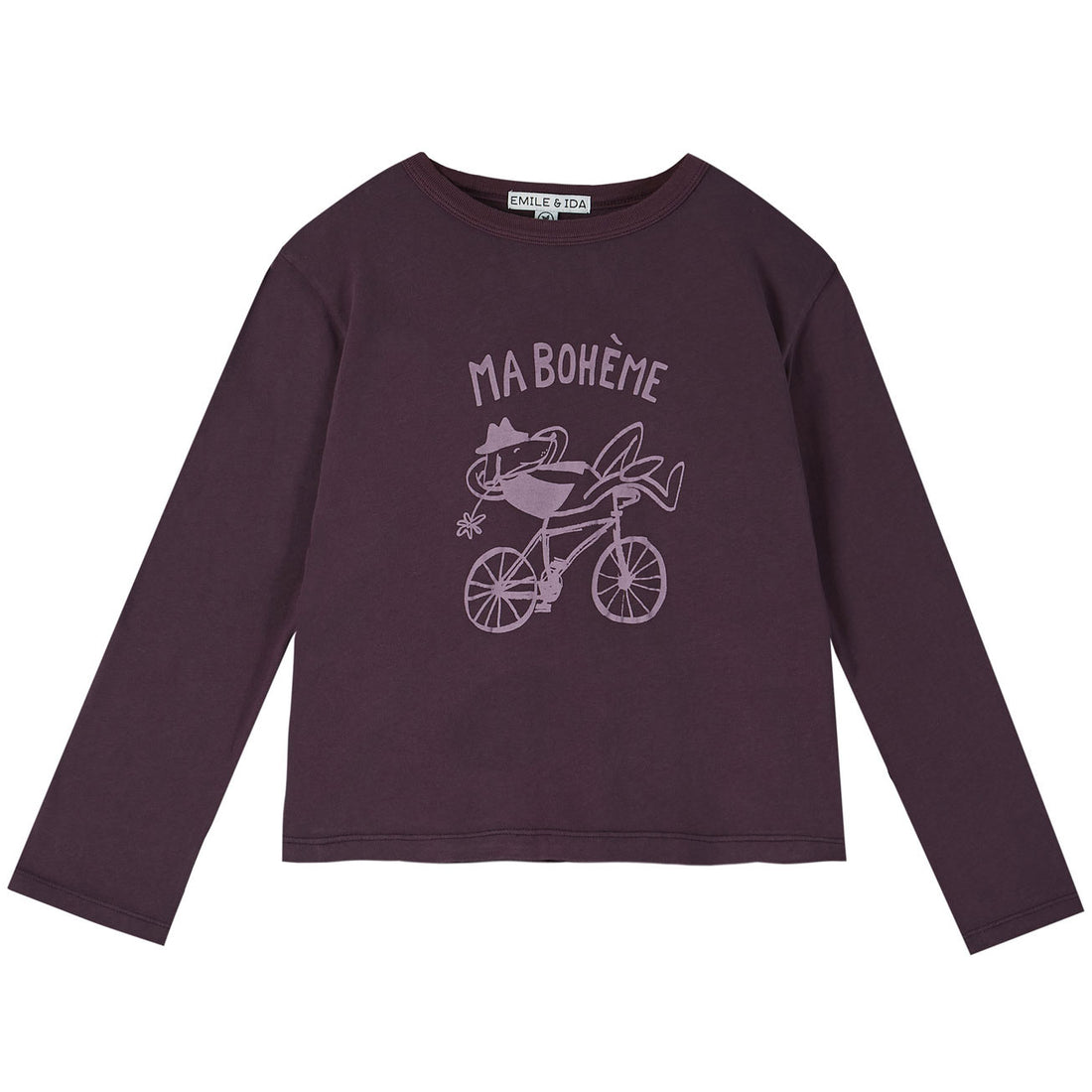 Emile et Ida Eggplant Bike Long Sleeve Tee