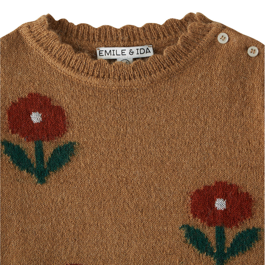 Emile et Ida Beige Jacquard Flowers Pullover