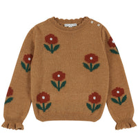 Emile et Ida Beige Jacquard Flowers Pullover