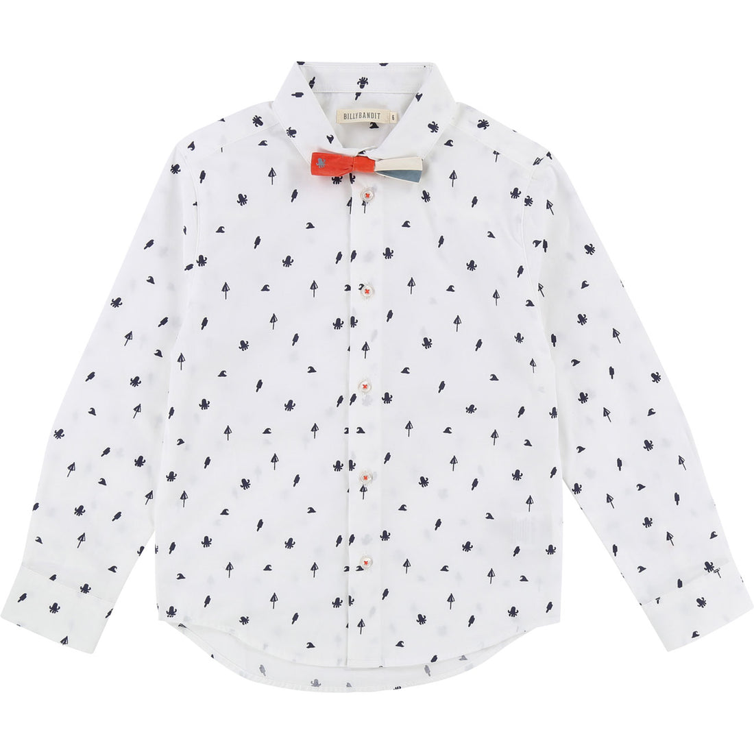Billybandit White Printed Bowtie Shirt