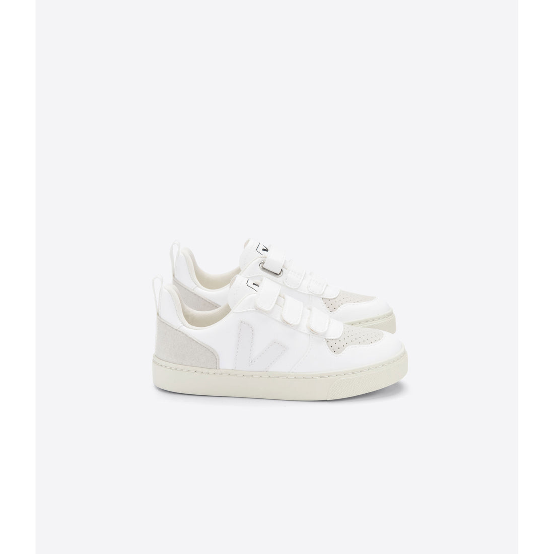Veja White Natural Small V10 Velcro Sneakers