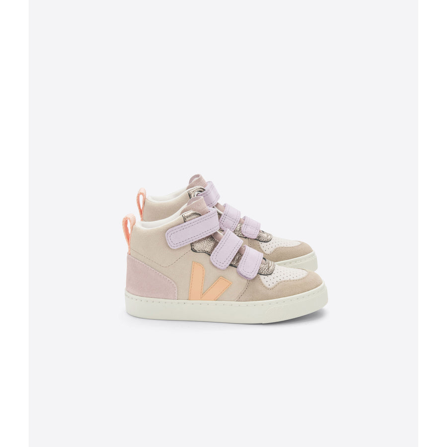 Veja Multico Almond Peach Small Mid V10 Suede Sneakers