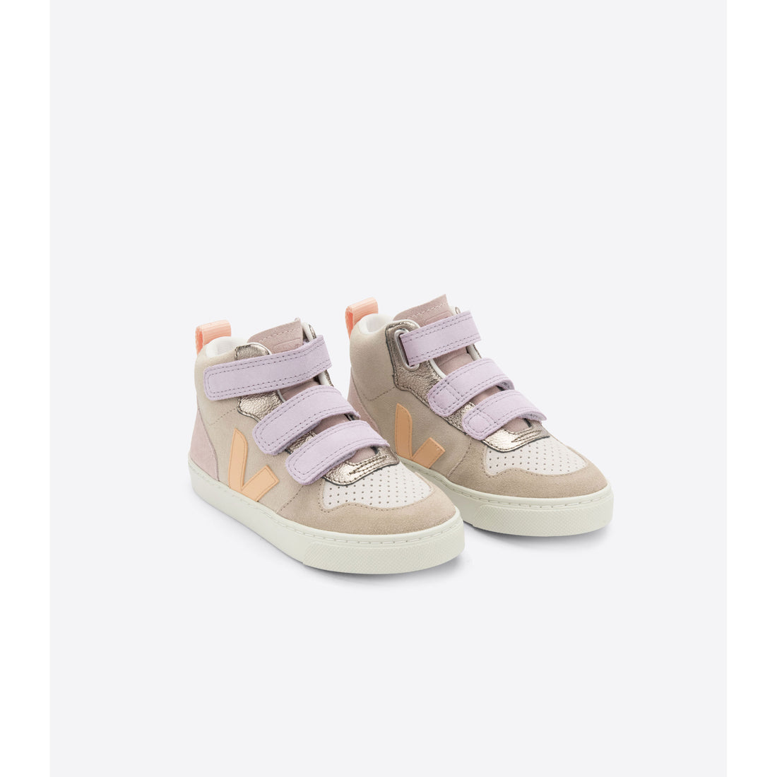 Veja Multico Almond Peach Small Mid V10 Suede Sneakers