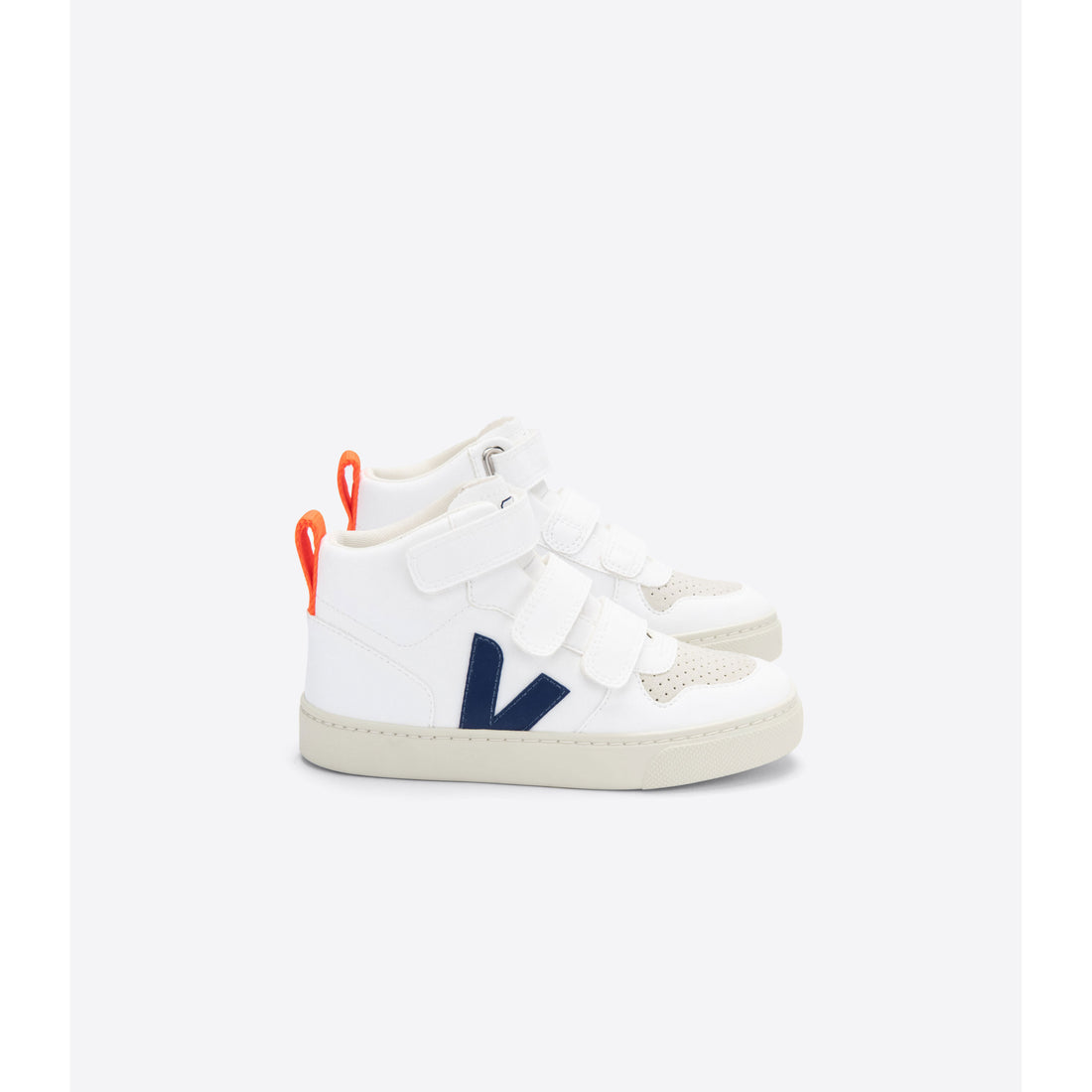 Veja White Cobalt Orange Fluo Small V10 Mid Sneakers