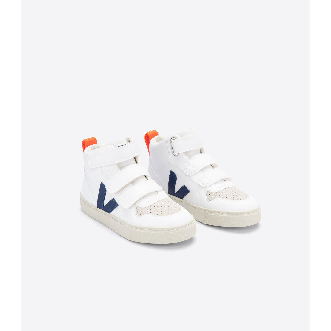Veja White Cobalt Orange Fluo Small V10 Mid Sneakers