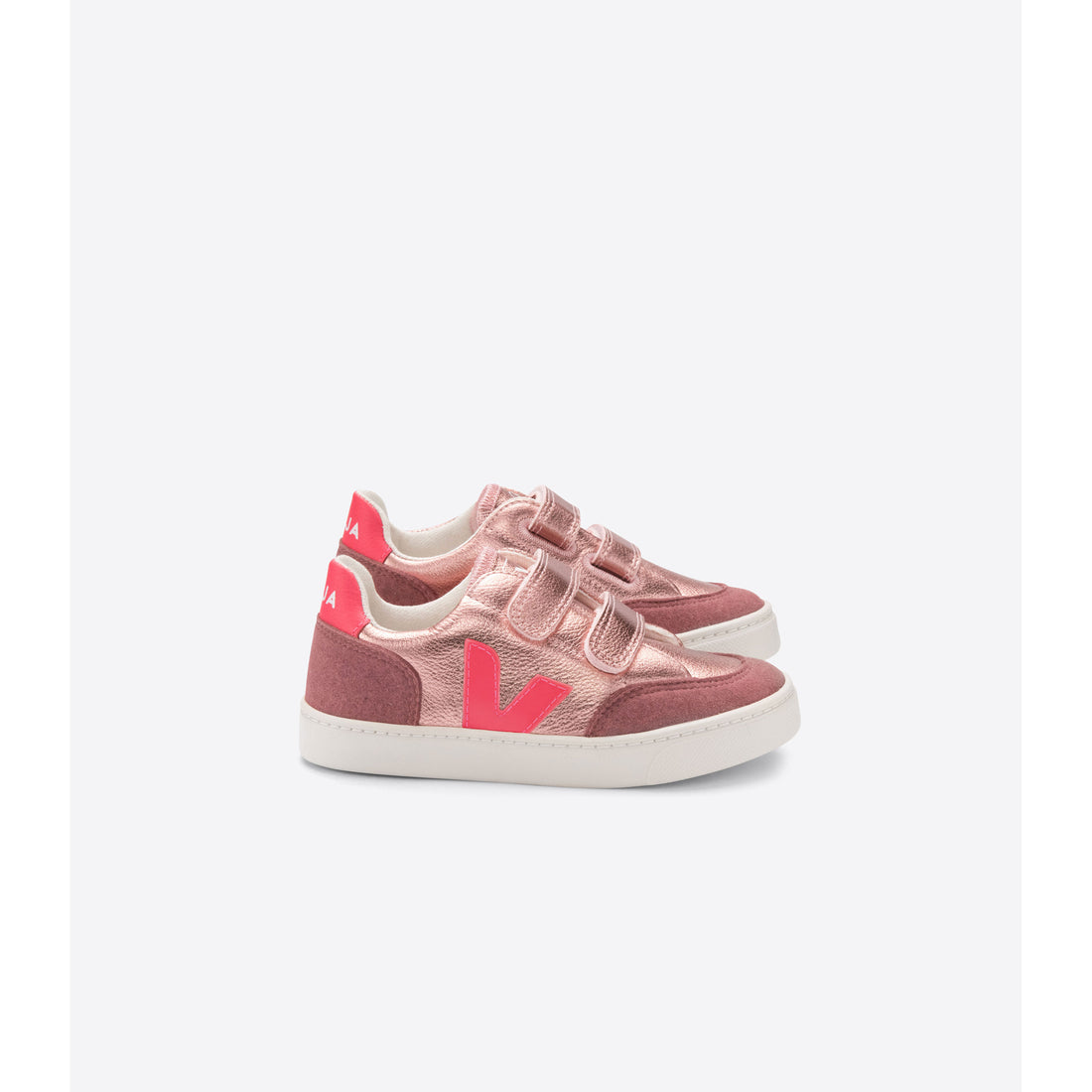 Veja Nacre Rose Fluo Small V12 Velcro Sneakers