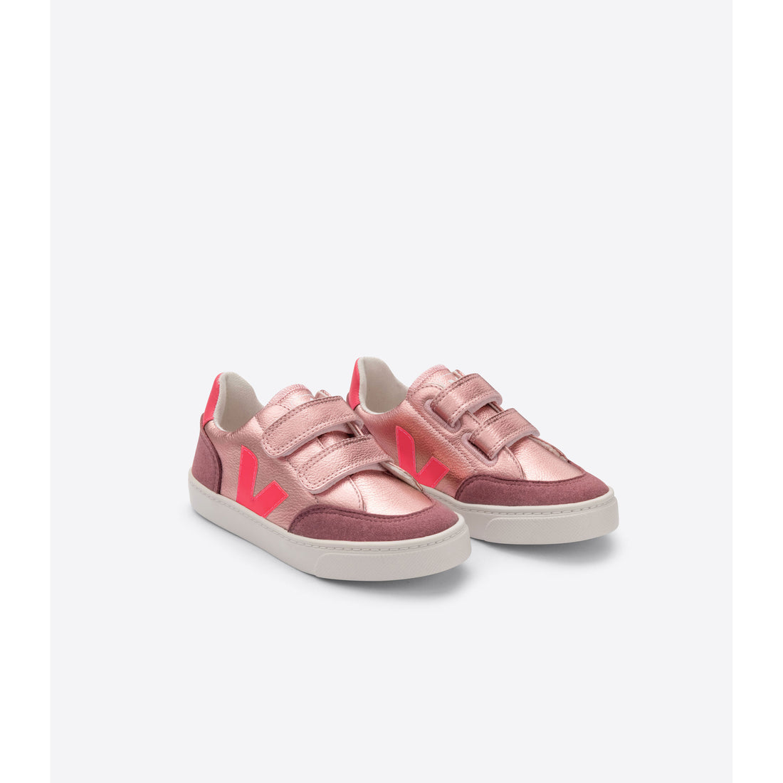 Veja Nacre Rose Fluo Small V12 Velcro Sneakers
