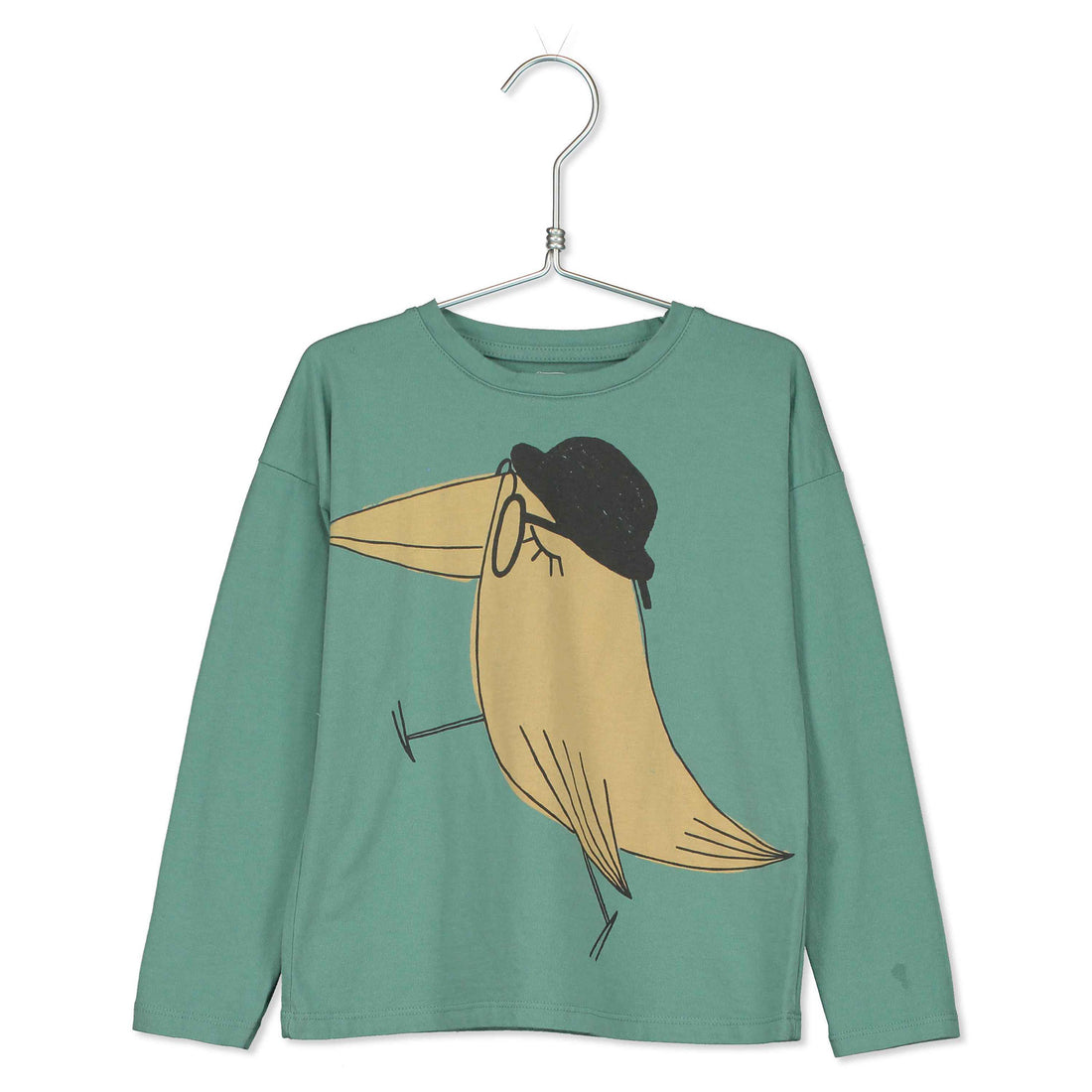 LotieKids Green Big Bird Hat Long Sleeve Tshirt