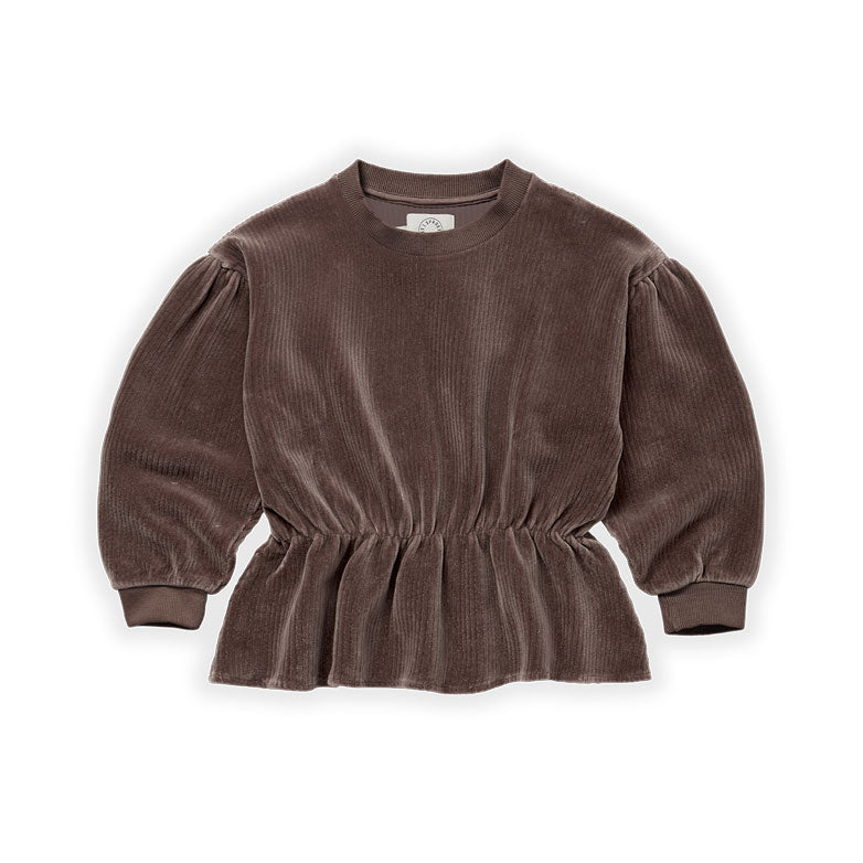 Sproet and Sprout Wood Rib Velvet Peplum Sweatshirt