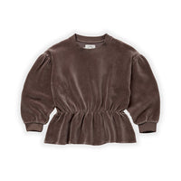 Sproet and Sprout Wood Rib Velvet Peplum Sweatshirt