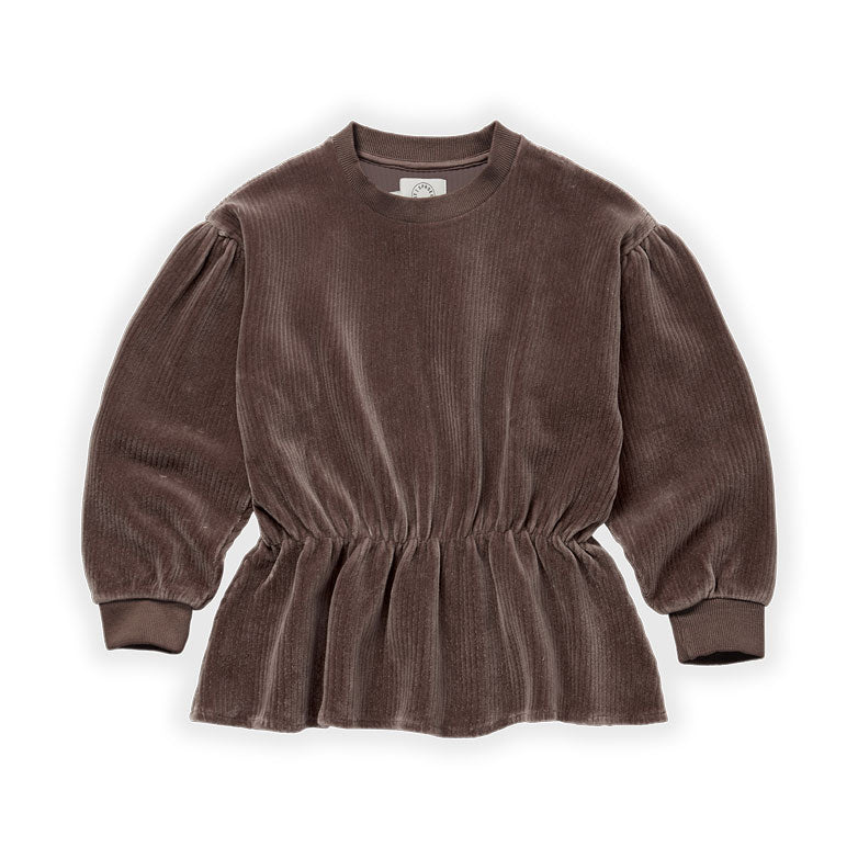 Sproet and Sprout Wood Rib Velvet Peplum Sweatshirt