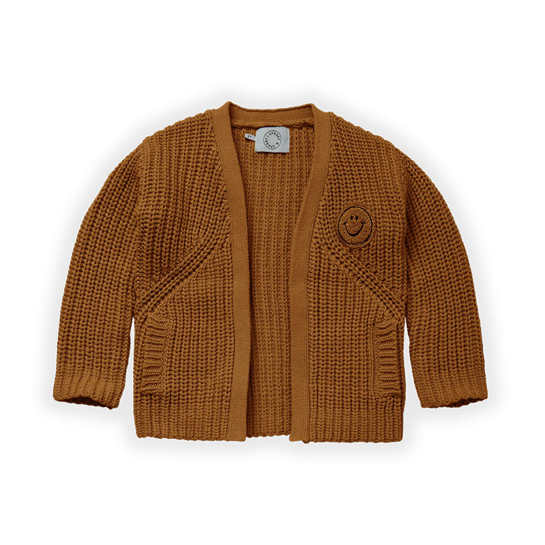 Sproet and Sprout Toffee Smiley Cardigan