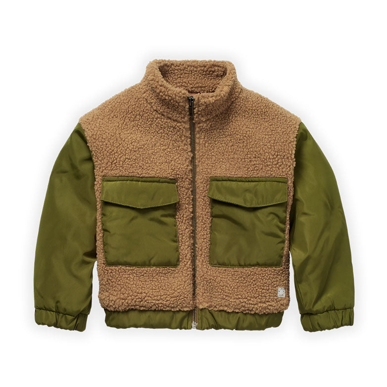 Sproet and Sprout Khaki Color Block Sherpa Jacket