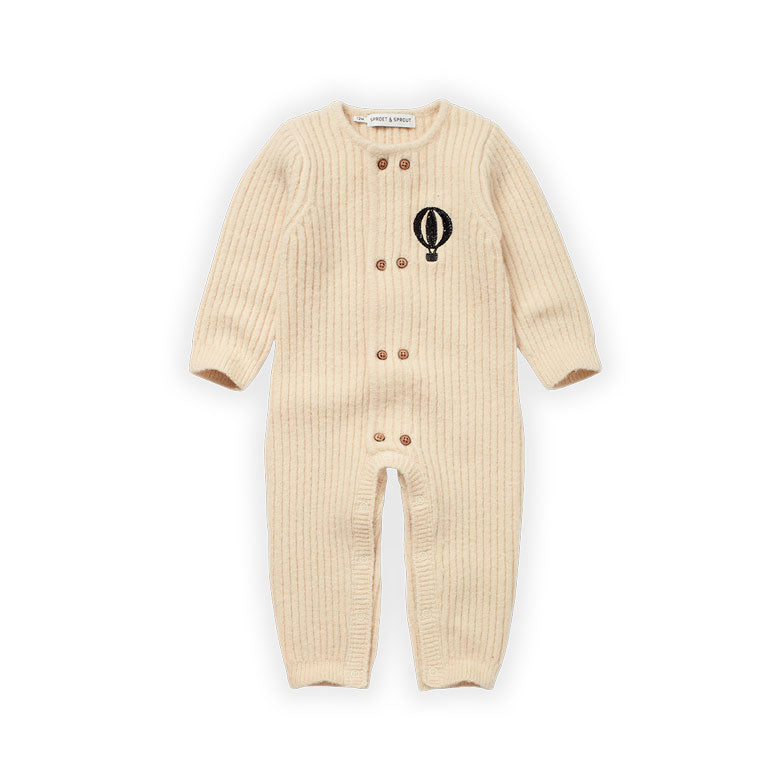 Sproet and Sprout Ivory Knitted Rib Air Ballon Onesie