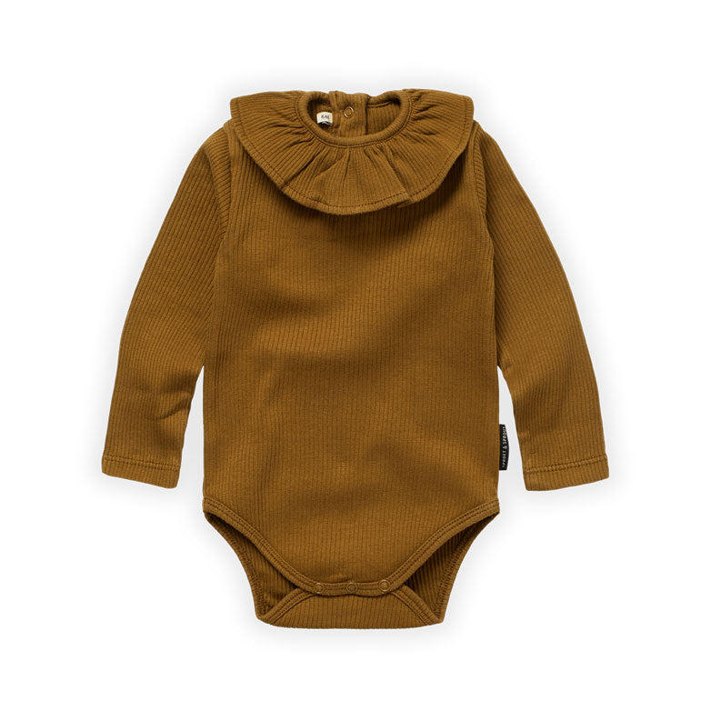 Sproet and Sprout Toffee Collar Rib Bodysuit