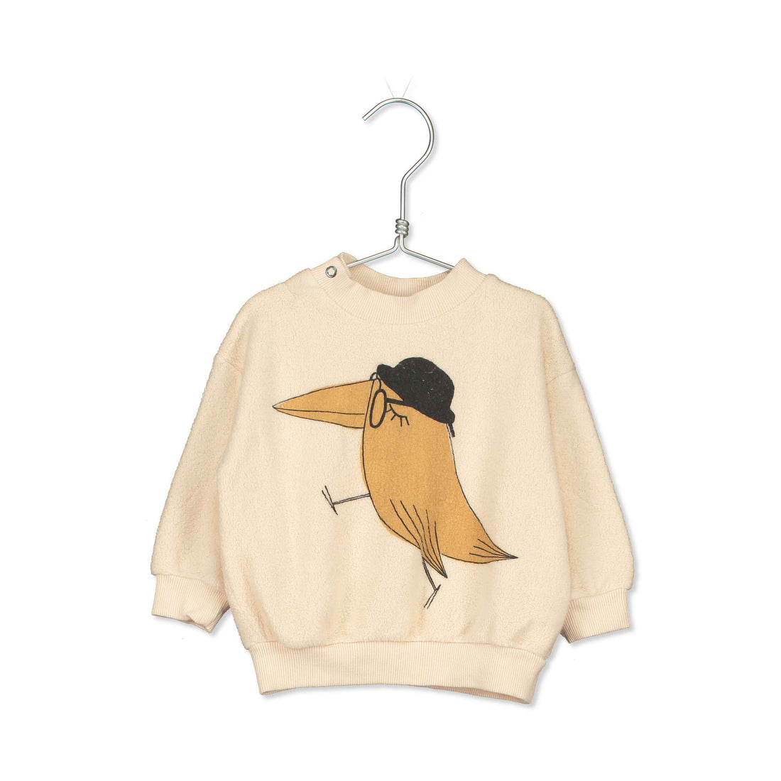 LotieKids Off White Big Bird Hat Baby Sweatshirt