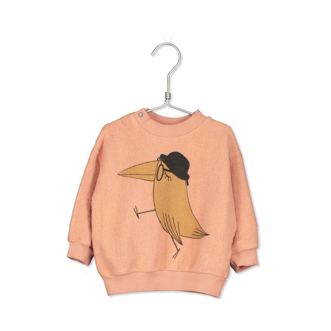 LotieKids Pale Pink Birds Hats Baby Teddy Sweatshirt