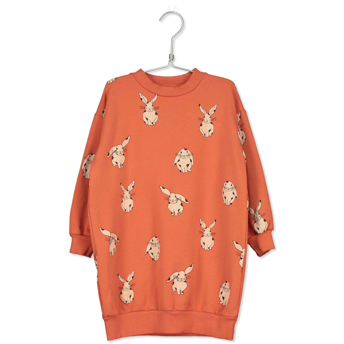 LotieKids Dusty Orange Rabbits Long Sweatdress