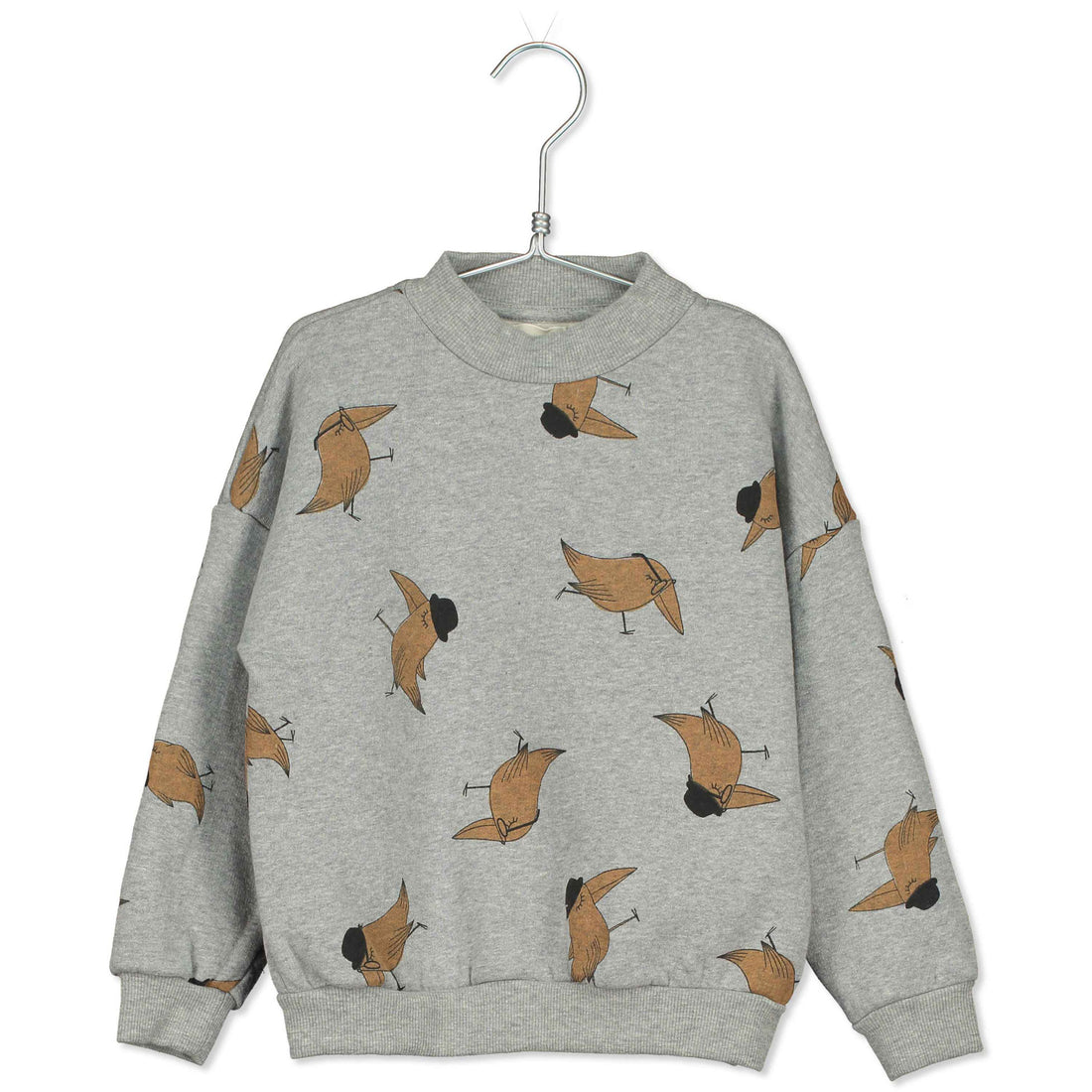 LotieKids Grey Melange  Bird Hats Sweatshirt