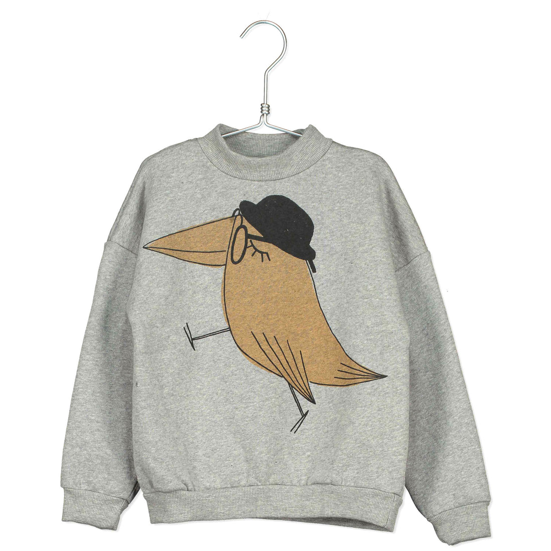 LotieKids Grey Melange Big Bird Hat Sweatshirt