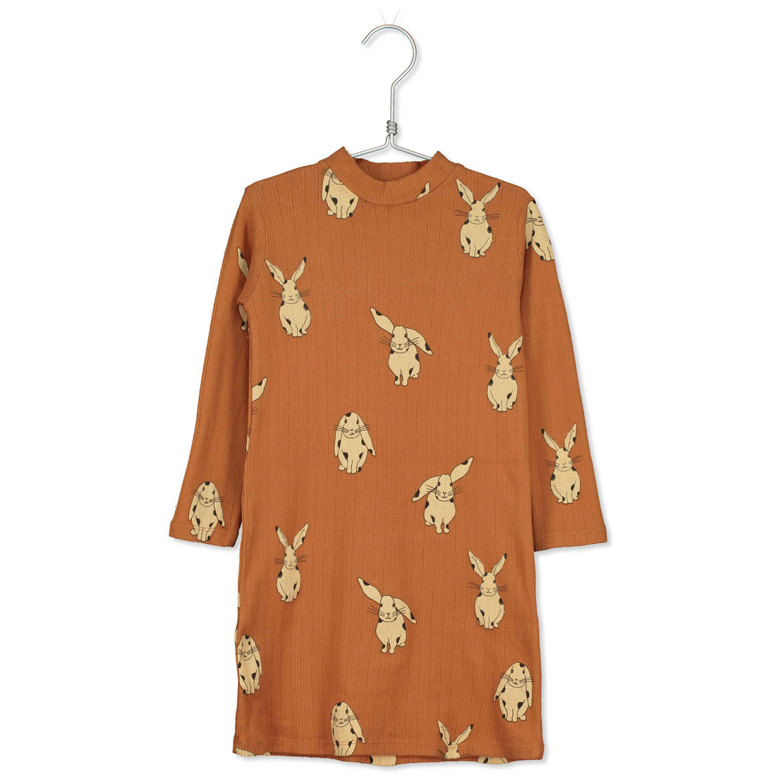 LotieKids Caramel Rabbits High Neck Dress