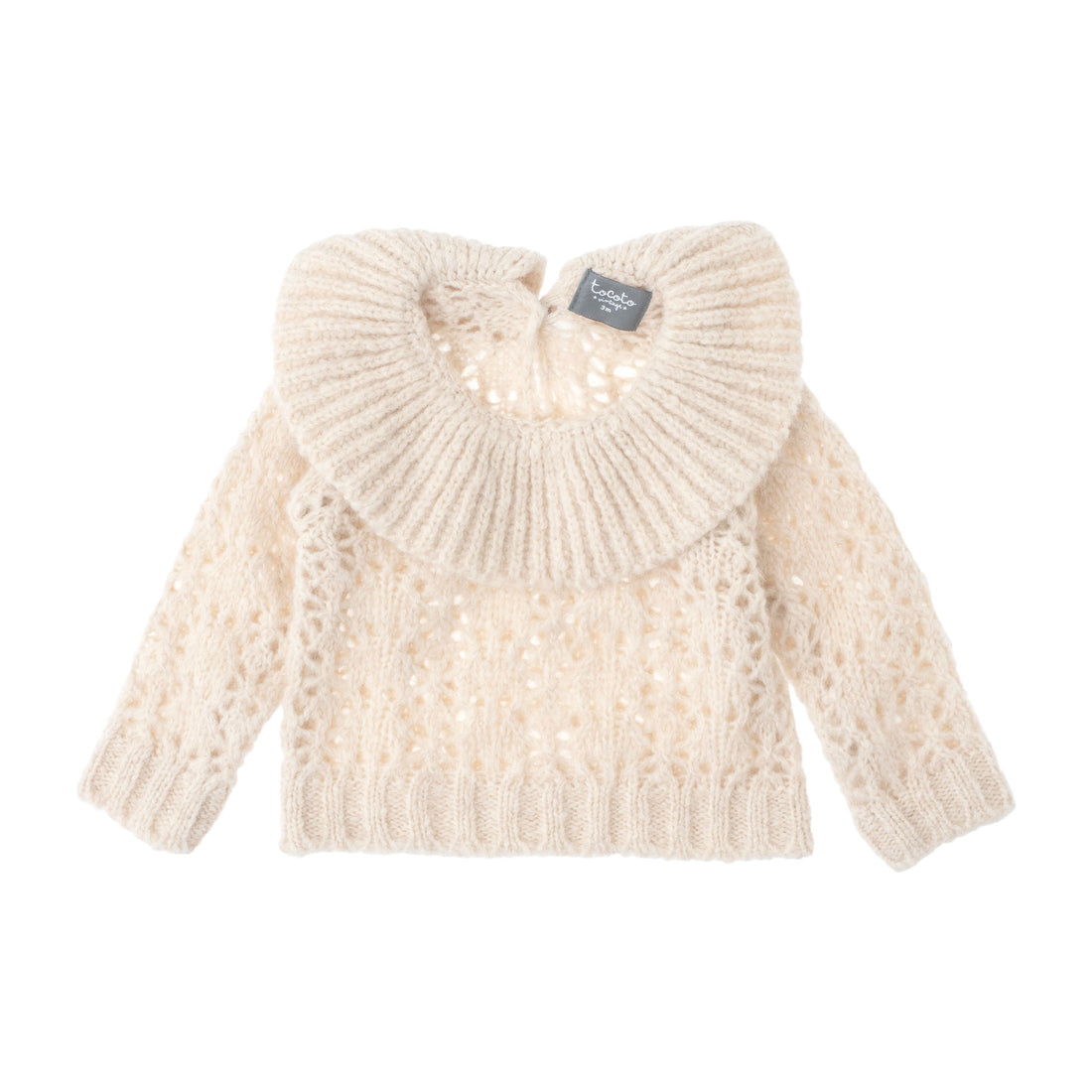Tocoto Vintage Cream Knit Openwork Baby Sweater
