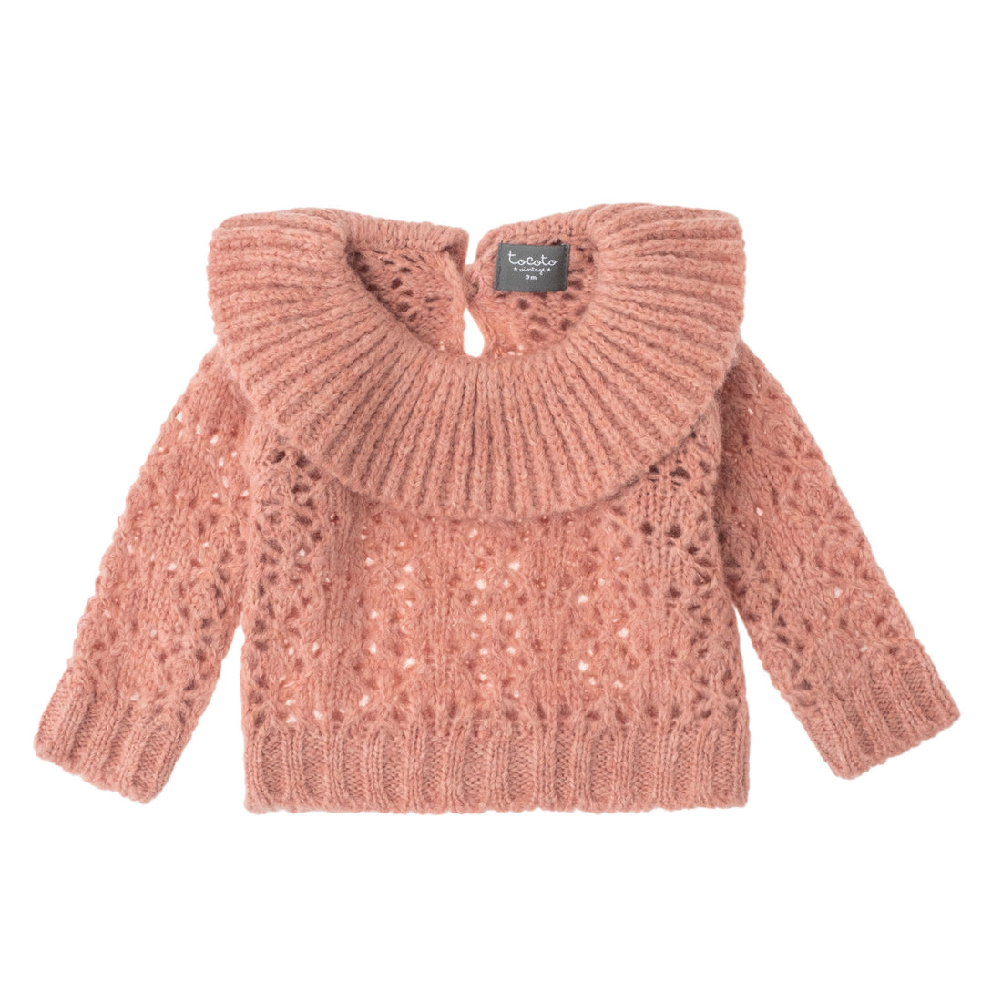 Tocoto Vintage Pink Knit Openwork Baby Sweater