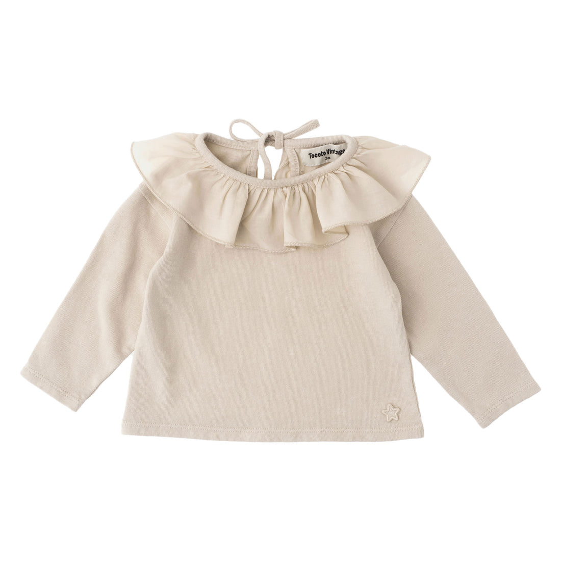 Tocoto Vintage Cream Ruffle Neck Baby T-Shirt