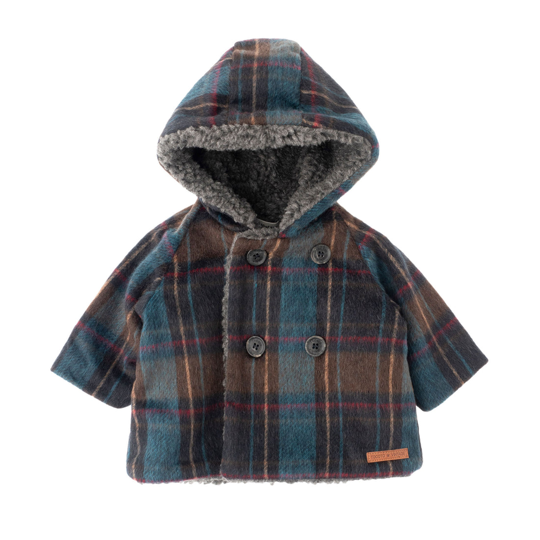 Tocoto Vintage Checked Hooded Baby Coat