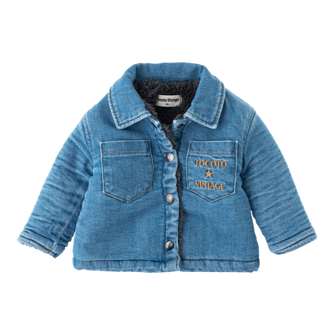Tocoto Vintage Denim Embroidered Pocket Baby Jacket