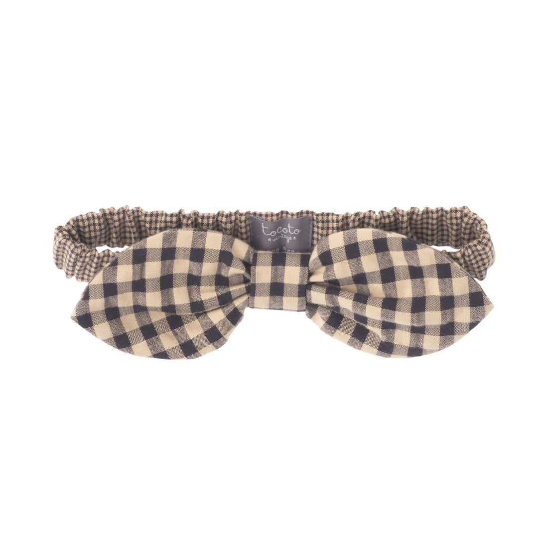 Tocoto Vintage Beige Plaid Vichy Headband