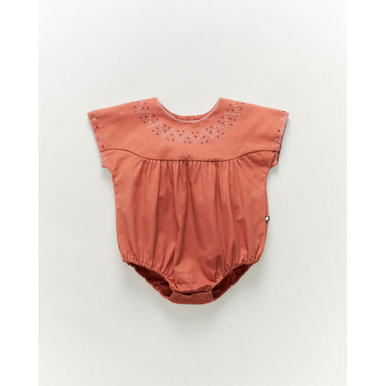Oeuf Cross Stitch Romper-Rose