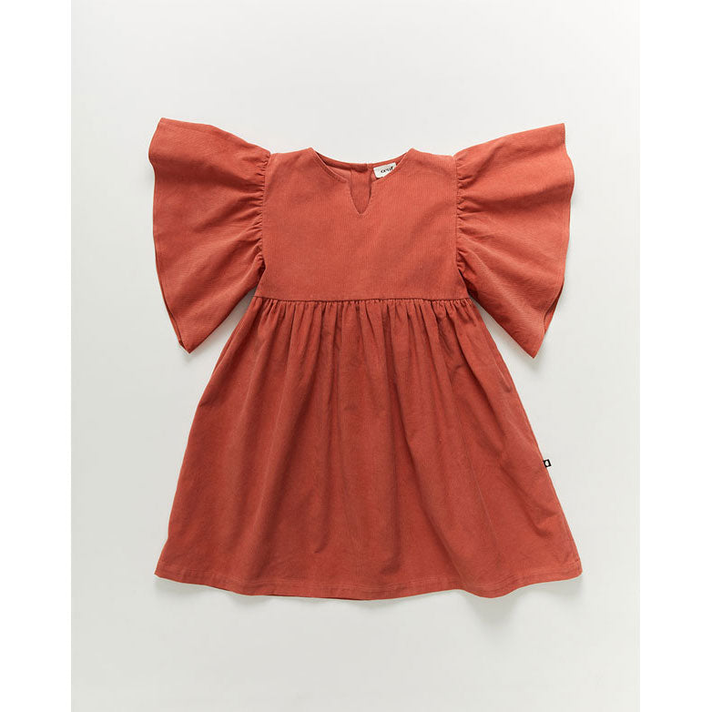 Oeuf Flutter Sleeve Dress-Rose