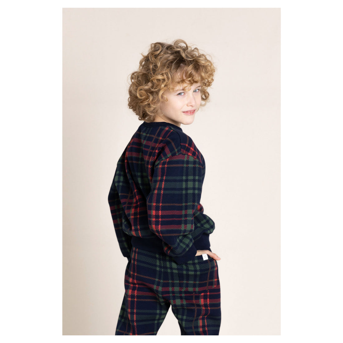 Finger in the Nose Wind Khaki Checkers Loose Sweater