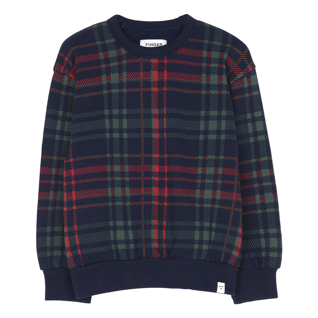 Finger in the Nose Wind Khaki Checkers Loose Sweater