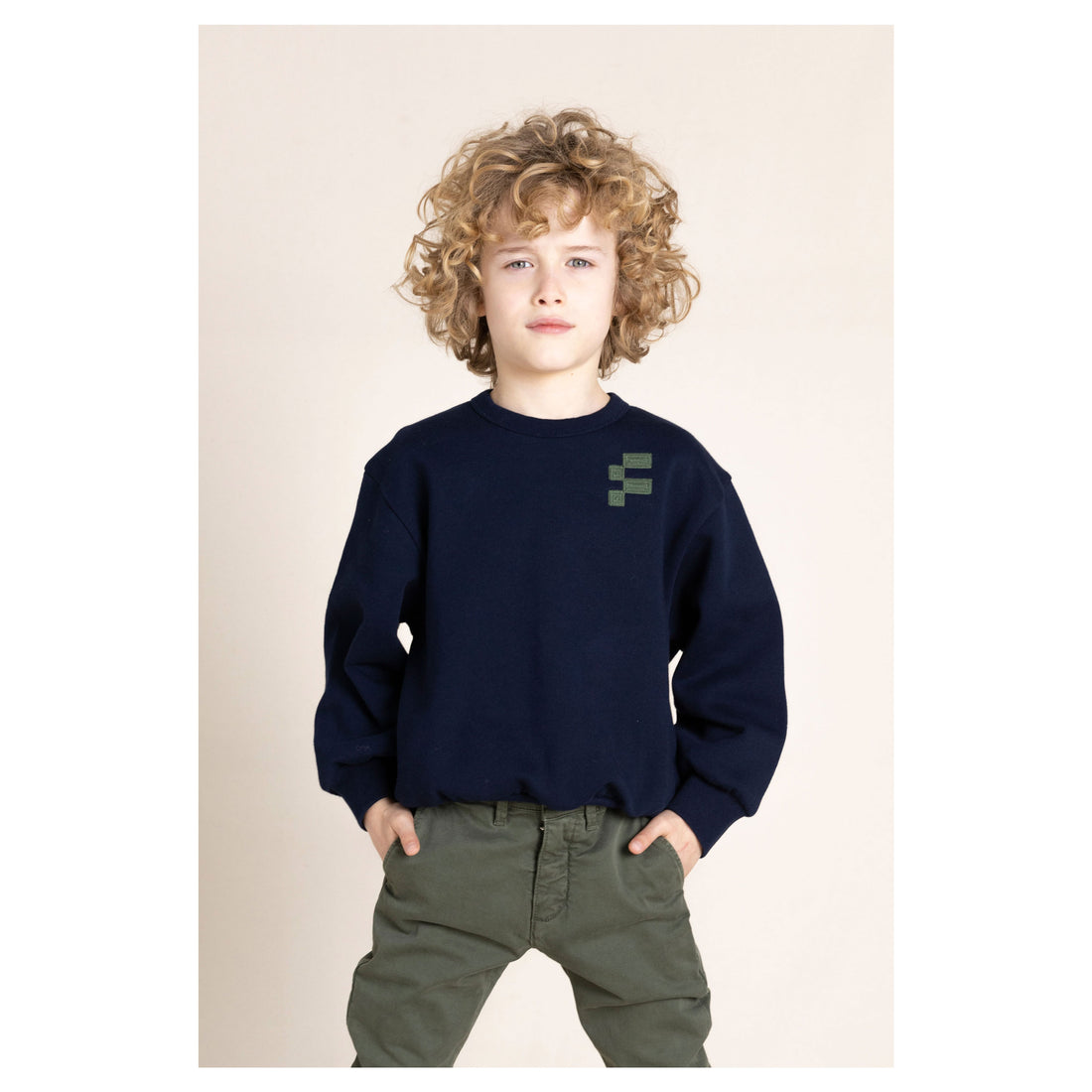 Finger in the Nose Wind Navy F-Macaroni Loose Sweater