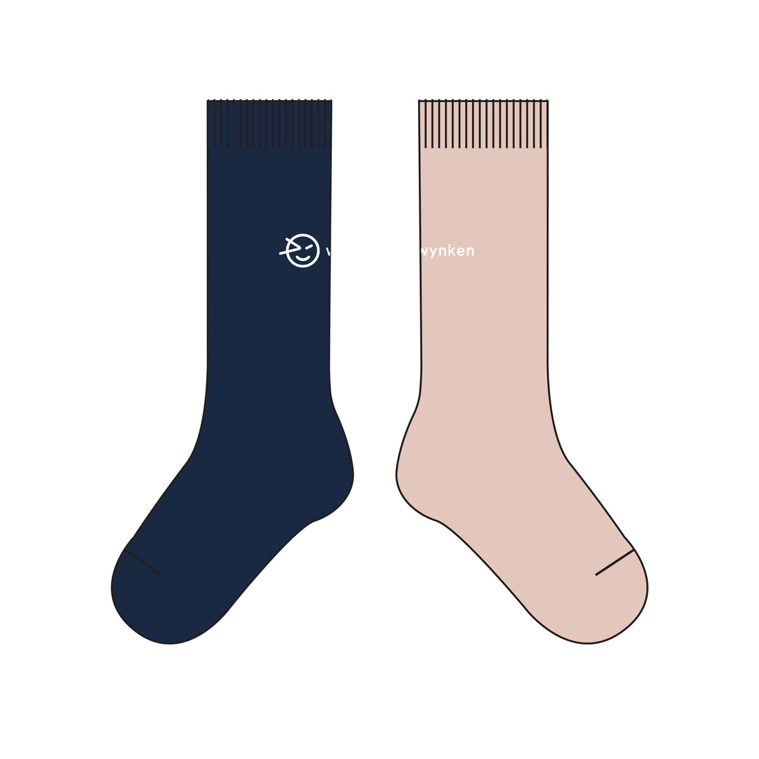 WYNKEN Horizon Tall Socks - Soft Pink/Navy