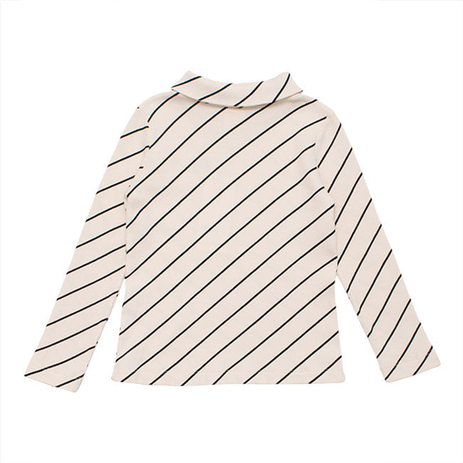 WYNKEN Luna Roll Neck - Milk Diagonal Stripe