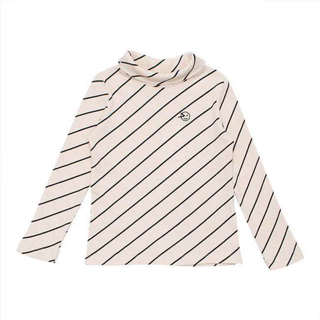 WYNKEN Luna Roll Neck - Milk Diagonal Stripe