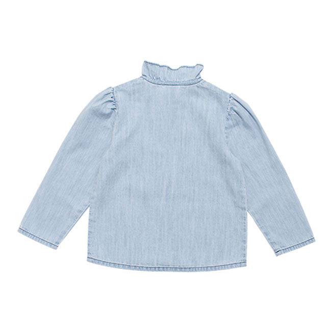WYNKEN Frill Blouse - Pale Blue