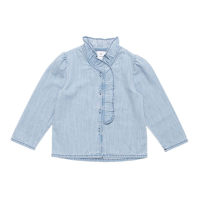 WYNKEN Frill Blouse - Pale Blue