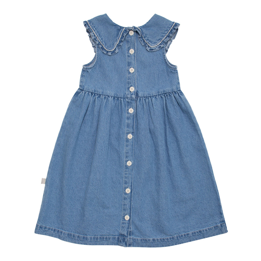 WYNKEN Mid Wash Denim Fancy Collar Sundress