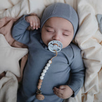 Mushie Ribbed Baby Bonnet - Tradewinds